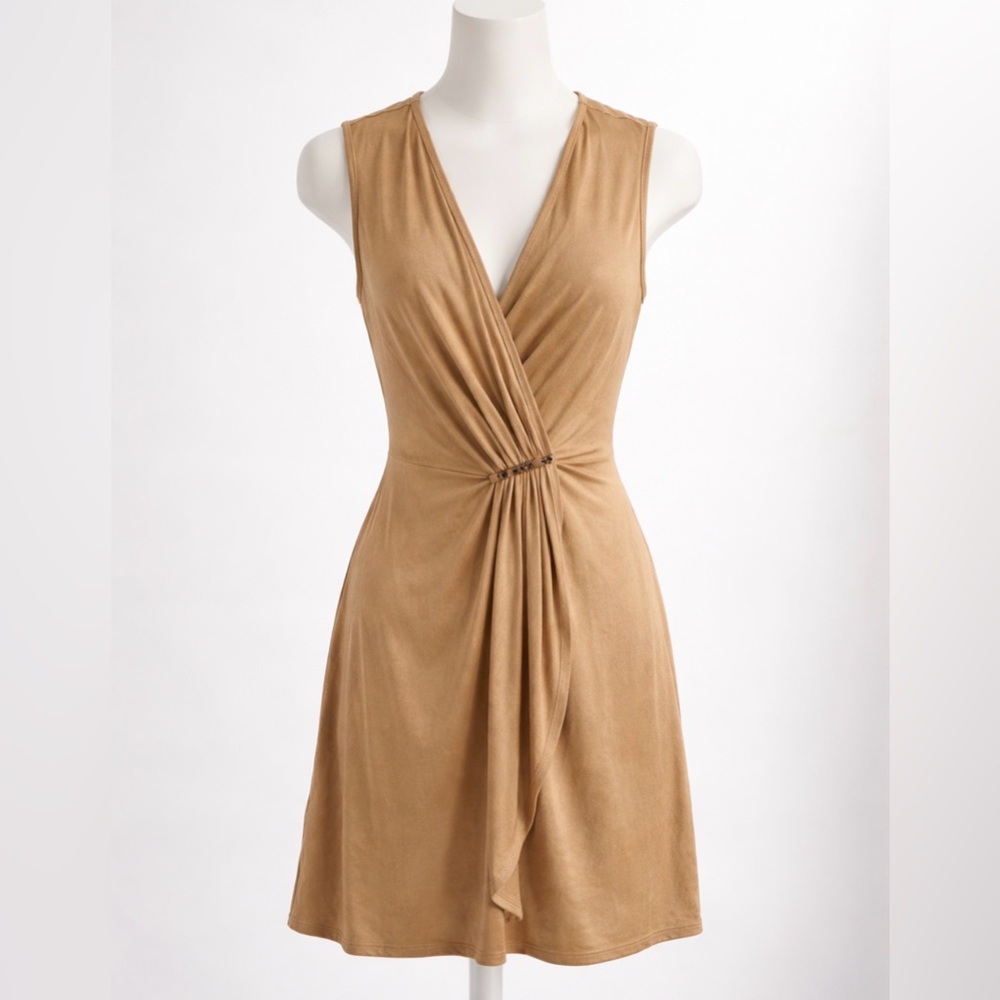 Tommy Bahama Tan Brown Suede Midi Dress